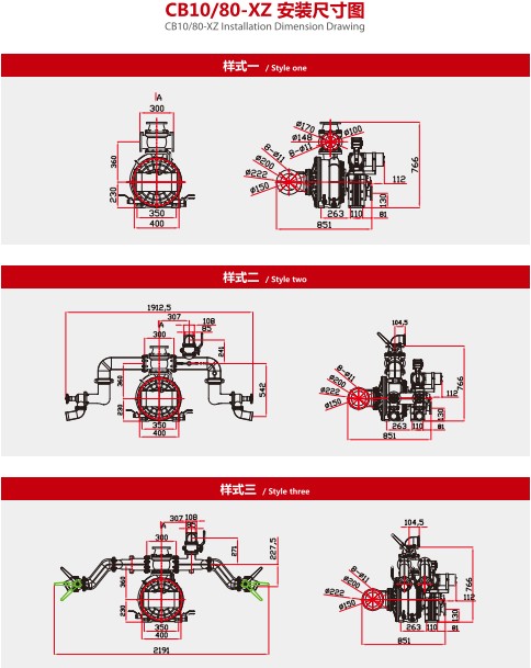 CB10/80-XZ車用消防泵安裝尺寸圖 CB10/80-XZ車用消防泵安裝尺寸圖